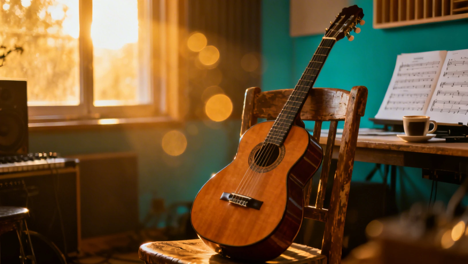 Guitare tenor dans un studio de musique